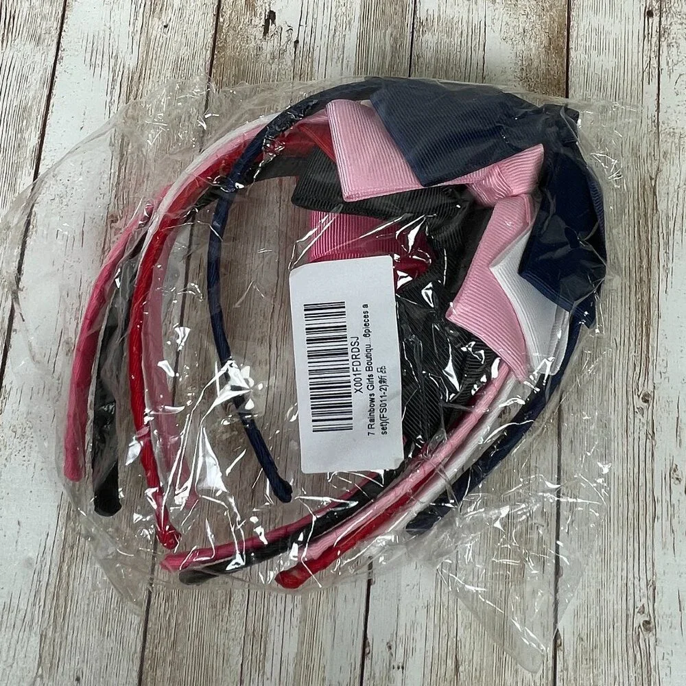 Lot of 6 UNBRANDED Rainbow Girl's Headbands Hair Accessories Bow NEW SEALED